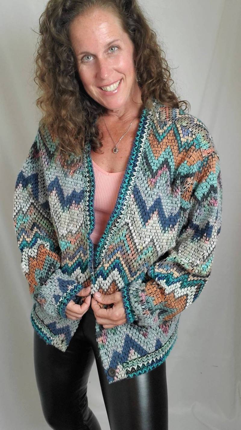 1980Er Jahre Pullover Vintage 80Er Allen Wah Chevron Strickjacke von LibertyMarensVintage