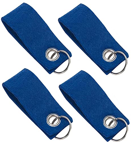 Libetui Set 4 Schlüsselanhänger Filz Blau Schlüsselring mit Anhänger aus Filz Schlüsselband Filzanhänger beschriftbar strapazierfähig, Farbe Blau von Libetui