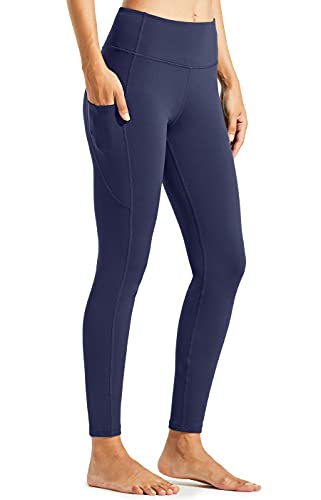 Libin Damen Thermo Leggings mit Taschen Yogahose Winter Gefüttert Laufhose Sportleggins Sporthose Thermounterwäsche Damen Sport Leggings Navy blau 3XL von Libin