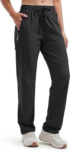 Libin Damen Wanderhose 27'' Cargohose Leichter Outdoorhose Trekkinghose Wasserabweisend Schnelltrocken Arbeitshose Freizeithose Safari Hose, Schwarz XXL von Libin