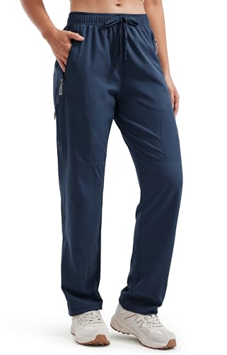 Libin Damen Wanderhose 27'' Cargohose Safari Hose Arbeitshose Leichte Schnelltrocknend Outdoorhose Trekkinghose UV Schutz Fahrradhose, Marine XS von Libin