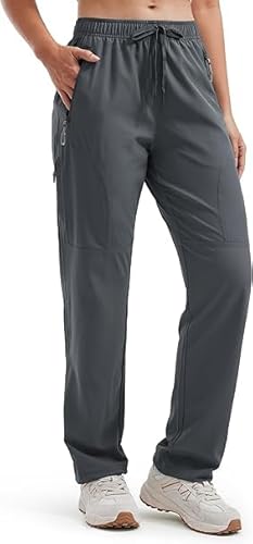 Libin Damen Wanderhose 27'' Leichte Schnelltrocknend Cargohose Safari Hose Outdoorhose Trekkinghose Atmungsaktiv Arbeitshose Sporthose, Grau L von Libin