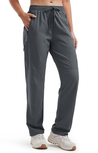 Libin Damen Wanderhose 27'' Leichte Schnelltrocknend Cargohose Safari Hose Outdoorhose Trekkinghose Atmungsaktiv Arbeitshose Sporthose, Grau XS von Libin