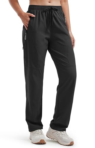 Libin Damen Wanderhose 29'' Cargohose Leichter Outdoorhose Trekkinghose Wasserabweisend Schnelltrocken Arbeitshose Freizeithose Safari Hose, Schwarz M von Libin
