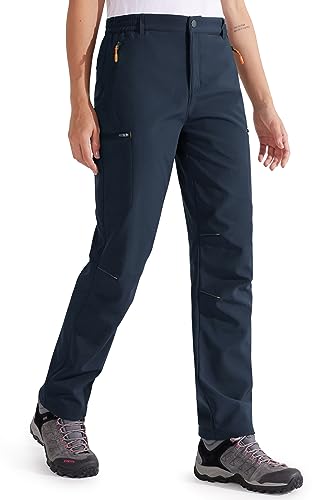 Libin Damen Wanderhose Thermohose Gefüttert Winter Outdoorhose Warme Softshellhose Wasserdicht Winddicht Skihose Trekkinghose, Marine M von Libin