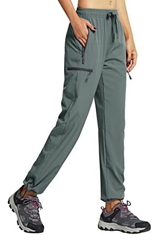 Libin Damen Wanderhose Wasserdicht Outdoorhose Leichte Schnell Trocknende Atmungsaktiv Trekkinghose Funktionshose Track Pants mit Reißverschlusstasche,Metropolis Grau, XL von Libin