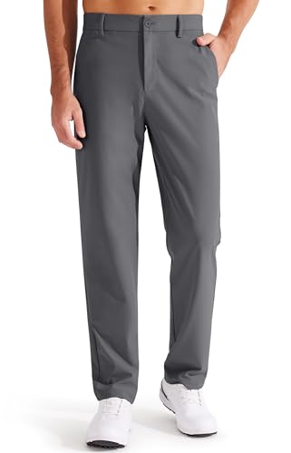 Libin Golfhose Herren Lang Anzughose Stretch Regular Fit Stoffhose Chino Hose Herren für Männer 73cm Innenlänge Dunkelgrau 30W x 29L von Libin