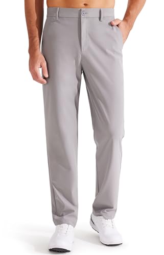 Libin Golfhose Herren Lang Chino Hose Herren Regular Fit Stretch Anzughose Business Hose Bequeme Stoffhose für Männer mit 4 Taschen 73cm Innenlänge Hellgrau von Libin