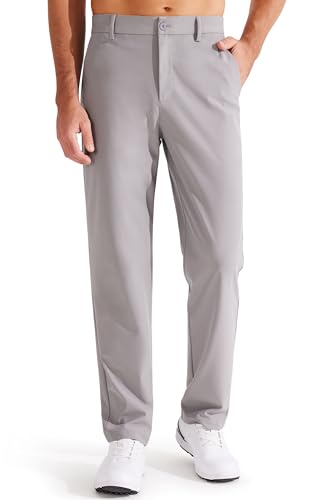 Libin Golfhose Herren Lang Anzughose Stretch Regular Fit Stoffhose Chino Hose Herren für Männer 73cm Innenlänge Hellgrau 42W x 29L von Libin