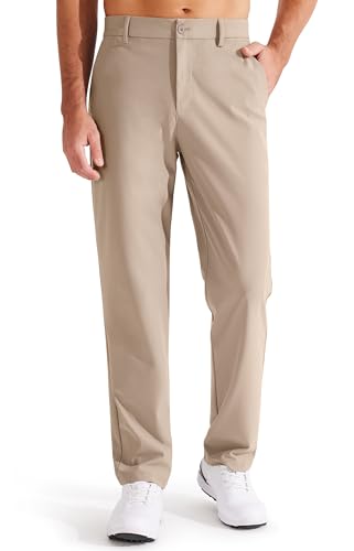 Libin Golfhose Herren Lang Chino Hose Herren Regular Fit Stretch Anzughose Business Hose Bequeme Stoffhose für Männer mit 4 Taschen 73cm Innenlänge Khaki von Libin