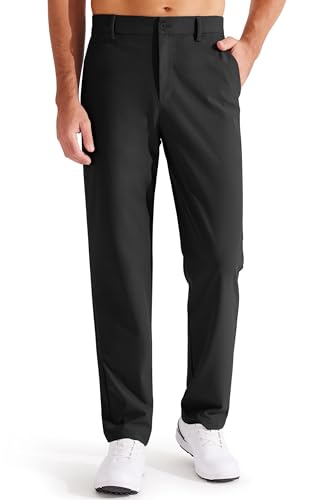 Libin Golfhose Herren Lang Anzughose Stretch Regular Fit Stoffhose Chino Hose Herren für Männer 73cm Innenlänge Schwarz 35W x 29L von Libin