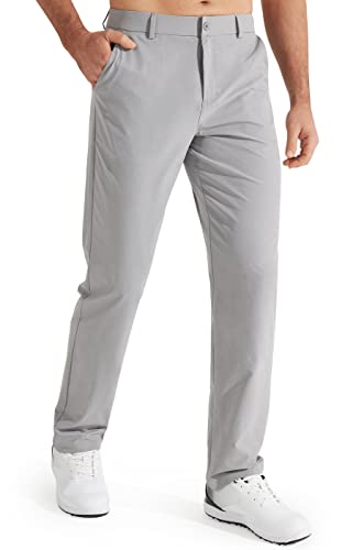 Libin Herren Golf Hosen Slim Fit Stretch Arbeitskleid Hosen 30"/32" Schnelltrocknend Leichter Casual Komfort mit Taschen (DE/NL/SE/PL, Bundweite & Schrittlänge, 32, 32, Light Grey) von Libin