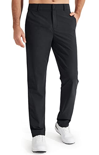 Libin Herren Golf Hosen Slim Fit Stretch Arbeitskleid Hosen 30"/32" Schnelltrocknend Leichter Casual Komfort mit Taschen (DE/NL/SE/PL, Bundweite & Schrittlänge, 36, 32, Black) von Libin