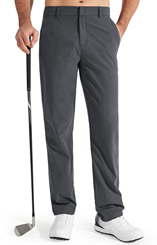 Libin Herren Golf Hosen Slim Fit Stretch Arbeitskleid Hosen 30"/32" Schnelltrocknend Leichter Casual Komfort mit Taschen (DE/NL/SE/PL, Bundweite & Schrittlänge, 40, 32, Iron Grey) von Libin