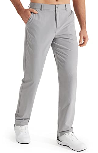 Libin Herren Golf Hosen Stretch Slim Fit Anzughose 30"/32" Quick-Drying Leichter Komfort Casual Hose mit Taschen, Bundweite & Schrittlänge, 38, 32, Light Grey von Libin