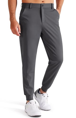 Libin Herren Golfhose Stretch Slim Fit Golf Jogginghose Anzughose Sporthose Lang Jogger Pants Chino Stoffhose mit Taschen, Dunkelgrau 3XL von Libin