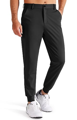 Libin Herren Golfhose Stretch Slim Fit Golf Jogginghose Anzughose Sporthose Lang Jogger Pants Chino Stoffhose mit Taschen, Schwarz 3XL von Libin