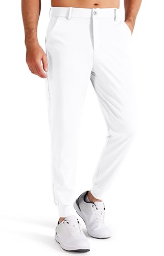 Libin Herren Golfhose Stretch Slim Fit Golf Jogginghose Anzughose Sporthose Lang Jogger Pants Chino Stoffhose mit Taschen, Weiß XXL von Libin