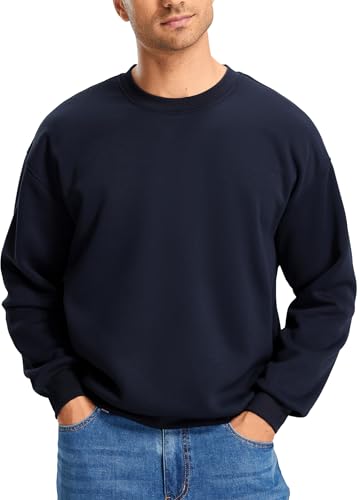 Libin Herren Pullover Sweatshirt Langarmshirts Rundhalsausschnitt Winterpullover Sweater Warm Outdoorshirts, Marineblau, L von Libin