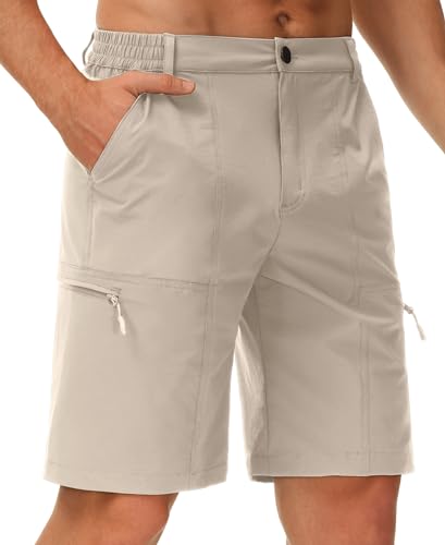 Libin Herren Wandershorts Leichte Schnelltrocknend Sommer Kurz Hose Stretch Trekking Outdoor Cargo Shorts Atmungsaktiv Reise Golf Tactical Shorts, Khaki L von Libin