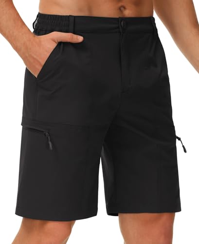 Libin Herren Wandershorts Leichte Schnelltrocknend Sommer Kurz Hose Stretch Trekking Outdoor Cargo Shorts Atmungsaktiv Reise Golf Tactical Shorts, Schwarz XL von Libin