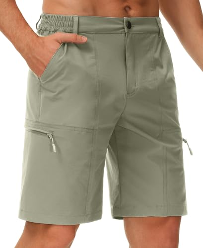 Libin Herren Wandershorts Leichte Schnelltrocknend Sommer Kurz Hose Stretch Trekking Outdoor Cargo Shorts Atmungsaktiv Reise Golf Tactical Shorts, Silbersalbei XL von Libin