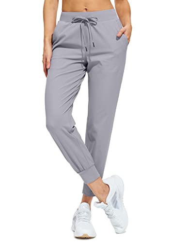 Libin Jogginghose Damen Sporthose Lang Trainingshose Leichte Freizeithose Yogahose Joggpants Stretch Sweathose Laufhose Stoffhose Elegant für Frauen mit Taschen Hellgrau XL von Libin