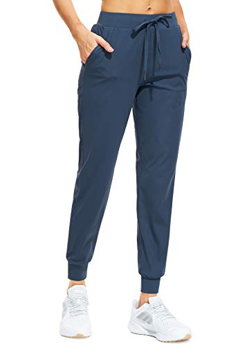 Libin Jogginghose Damen Sporthose Lang Trainingshose Leichte Freizeithose Yogahose Joggpants Stretch Sweathose Laufhose Stoffhose Elegant für Frauen mit Taschen Navy Blau XL von Libin