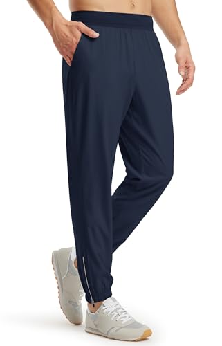 Libin Jogginghose Herren Leichte Schnelltrocknend Sporthose Freizeithose Laufhose Lang Trainingshose für Jogger Running mit Reißverschluss, Marineblau XXL von Libin