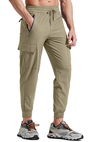 Libin Jogginghose Herren Leichte Schnelltrocknend Wanderhose Outdoorhose Trekkinghose Cargohose Trainingshose Sporthose Freizeithose Reisen mit Taschen, Khaki 3XL von Libin