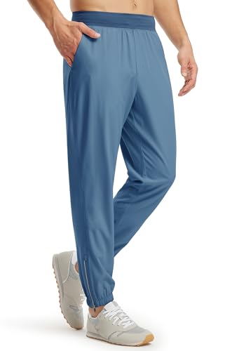 Libin Herren Jogginghose Trainingshose Lang Leichte Laufhose Sporthose Schnelltrockende Freizeithose Gym Trackpants Jogging Hose mit Reißverschlus, Blau M von Libin