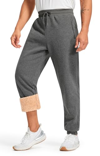 Libin Jogginghose Herren Winter Sporthose Thermo Gefütterte Fleecehose Dicke Warme Winterhose Track Pants Jogger Hose Haushose mit Reißverschluss Taschen Dunkelgrau L von Libin