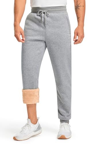 Libin Jogginghose Herren Winter Sporthose Thermo Gefütterte Fleecehose Dicke Warme Winterhose Track Pants Jogger Hose Haushose mit Reißverschluss Taschen Grau XL von Libin