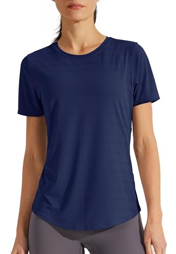 Libin Kurzärmeliges Damen-T-Shirt, Workout, Fitnessstudio, Laufen, Tops, Quck Dry Rundhalsausschnitt, Yoga-Shirts, 07-navyt Blue, Mittel von Libin