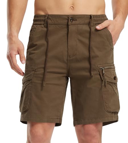 Libin Kurze Hosen Herren Baumwolle Cargo Shorts Herren, Sommer Stretch Leichte Shorts, Freizeit, Dailywear,Reisen, Arbeit Kurz Hose,Coffee,34 von Libin