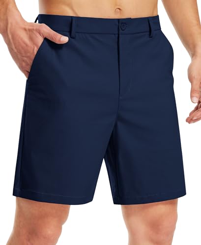 Libin Kurze Hosen Herren Golf Hose Kurz Stretch Shorts 17,8 cm (7 Zoll), Quick-Drying Leichte Komfort Casual Shorts, Dress Hose,Flache Vorderseite, Marineblau, 34 von Libin