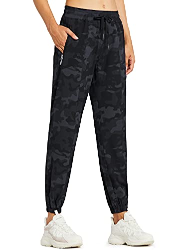 Libin Leichte Joggerhose für Damen Schnelltrocknend Jogginghose Wanderhose Cargohose Laufhose Sportliche Trainingshose Track Pants mit Reißverschlusstaschen, Camo, 3XL von Libin