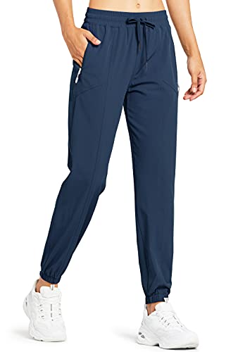 Libin Leichte Joggerhose für Damen Schnelltrocknend Jogginghose Wanderhose Cargohose Laufhose Sportliche Trainingshose Track Pants mit Reißverschlusstaschen, Navy Blau, 3XL von Libin