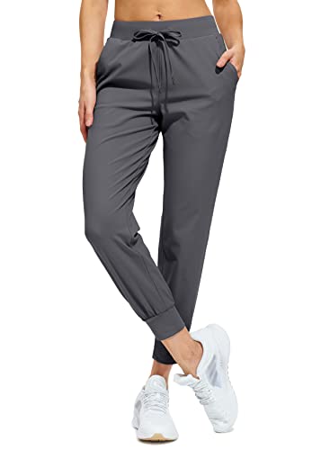 Libin Jogginghose Damen Sporthose Lang Trainingshose Leichte Freizeithose Yogahose Joggpants Stretch Sweathose Laufhose Stoffhose Elegant für Frauen mit Taschen Dunkelgrau M von Libin
