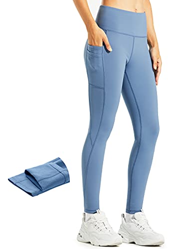 Libin Thermo Leggings Damen Winter Warm Thermoleggins Laufhose High Waist Wasserabweisend Thermohose Sportleggins Damen Lang mit Taschen, Niagara, XS von Libin