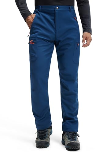 Libin Thermohose Herren Skihose Wanderhose Winter Softshellhose Winterhose Outdoorhose Wasserdicht Schneehose Snowboardhose Fahrradhose, Schiefer Blau L von Libin