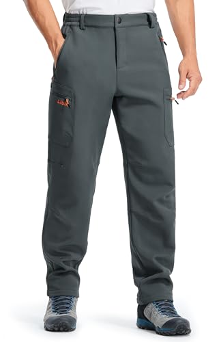 Libin Thermohose Herren Skihose Wanderhose Winter Softshellhose Winterhose Outdoorhose Wasserdicht Schneehose Snowboardhose Kletterhose, Dunkelgrau M von Libin