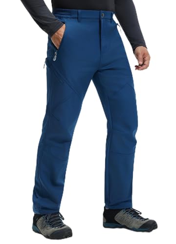 Libin Thermohose Herren Winter Softshellhose Wasserdicht Winddicht Gefüttert Skihose Wanderhose Winterhose Outdoorhose Schneehose Regenhose Trekkinghose, Dark Denim L von Libin