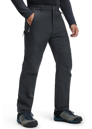 Libin Thermohose Herren Winter Softshellhose Wasserdicht Winddicht Gefüttert Skihose Wanderhose Winterhose Outdoorhose Schneehose Regenhose Trekkinghose, Dunkelgrau S von Libin