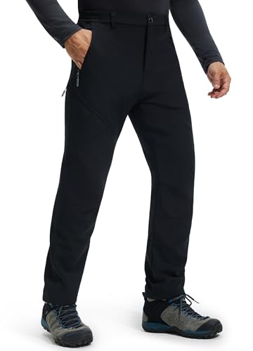 Libin Thermohose Herren Winter Softshellhose Wasserdicht Winddicht Gefüttert Skihose Wanderhose Winterhose Outdoorhose Schneehose Regenhose Trekkinghose, Schwarz XXXL von Libin