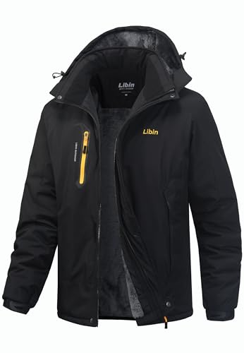 Libin Winterjacke Herren Skijacke Softshelljacke Outdoorjacke Wasserdicht Atmungsaktiv Warme Funktionsjacke Winter Snowboardjacke Wanderjacke Snowboard Jacke Männer Schwarz XXL von Libin