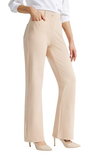 Libin Anzughose Damen Bootcut Business Hose Yogahose Elegant Stoffhose Schlaghose Jazzpants Lang Stretch Hose Hohe Taille Casual Sporthose mit 4 Taschen 74cm Innennähte Khaki Größe 36 Libin Anzughose Damen Bootcut Business Hose Yogahose Elegant Stoffhose Schlaghose Jazzpants Lang Stretch Hose Hohe Taille Casual Sporthose mit 4 Taschen 74cm Innennähte Khaki Größe 36 von Libin
