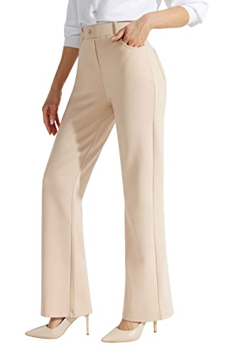 Libin Yogahose Damen Bootcut Flarehose Business Stretch Freizeit Hohe Taille Hose mit 4 Tasche Khaki Größe 40 78cm Innennähte von Libin