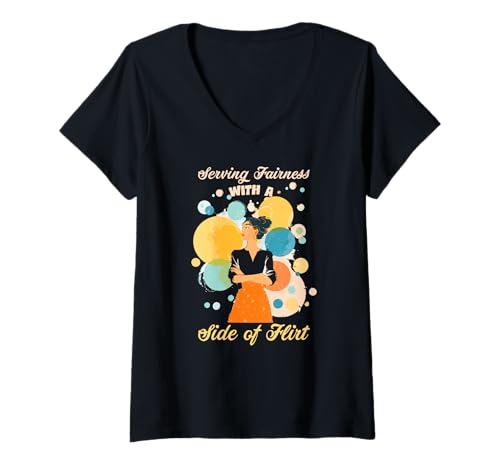 Damen Serving Fairness with a Side of Flirt T-Shirt mit V-Ausschnitt Damen Serving Fairness with a Side of Flirt T-Shirt mit V-Ausschnitt von Libra Fairness Serving Side Flirt Life Balance