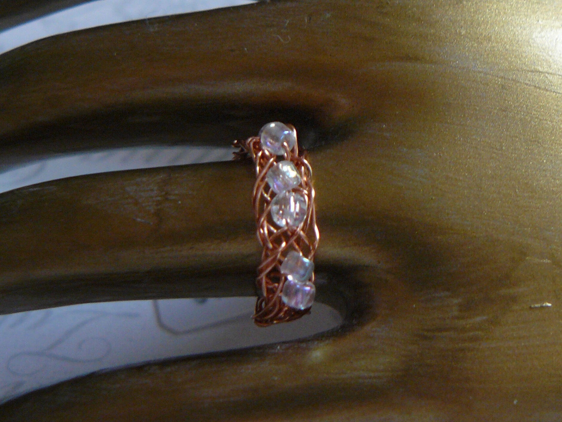 Gehäkelter Pinkie Ring, Kupferdraht Klare Ab Kristall Saatperlen, Handgemachter Einzigartiger Ein Geschenk Für Sie, Lustiges von LibraDesignsNYC
